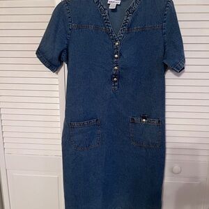 National Denim Button-Up Midi Dress